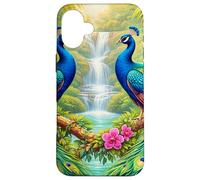 Carcasa para iPhone 16 Plus Tropical Peacocks Cascada Jungle Paradise