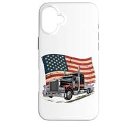 Carcasa para iPhone 16 Plus Truck Driver Trucker Camiseta Hombre Papá Big Rig American