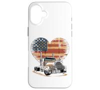 Carcasa para iPhone 16 Plus Truck Driver Trucker Camiseta Hombre Papá Big Rig American