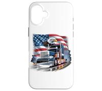 Carcasa para iPhone 16 Plus Truck Driver Trucker Camiseta Hombre Papá Big Rig American