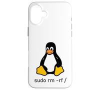 Carcasa para iPhone 16 Plus Tux Linux Penguin - sudo RM -RF/computadoras informáticas