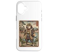 Carcasa para iPhone 16 Plus Ukiyo-e Arte Japonés Shiba Inu Samurai
