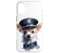 Carcasa para iPhone 16 Plus Valiant Puppy Police - Reloj de Perro Chihuahua