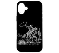 Carcasa para iPhone 16 Plus Vaquero Montando Caballo Western Rodeo Rancho Vida Texas Salvaje Oeste