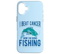Carcasa para iPhone 16 Plus Vencí al cáncer Ahora voy a Pescar