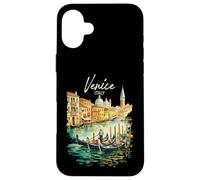 Carcasa para iPhone 16 Plus Venecia Góndola Italia Viaje Souvenir Acuarela