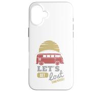 Carcasa para iPhone 16 Plus Viaje por Carretera Autobús Puesta del Sol Aventura Vamos a perderse en algún Lugar