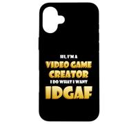 Carcasa para iPhone 16 Plus Video Game Dev Creator Idgaf Costume PC Gaming Developers