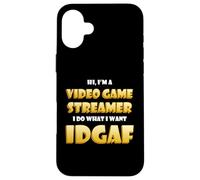 Carcasa para iPhone 16 Plus Video Game Streamer Idgaf Costume Gaming IRL Streaming Games