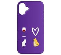 Carcasa para iPhone 16 Plus Vino Tinto, Gato y Queso Esto es lo Que Amo Mujer Hombre