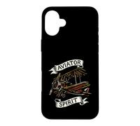 Carcasa para iPhone 16 Plus Vintage Biplane Aviator Spirit Retro Airplane Pilot