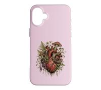 Carcasa para iPhone 16 Plus Vintage Dark Academia Hongo Helecho Botánico Corazón
