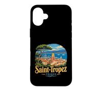 Carcasa para iPhone 16 Plus Vintage Saint Tropez Francia Viaje Souvenir Monumento Regalo