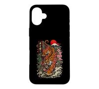 Carcasa para iPhone 16 Plus Vintage Tattoo Tiger Estilo Japonés Arte Monte Fuji Gráfico