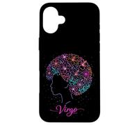 Carcasa para iPhone 16 Plus Virgo Floral Afro Negro Melanina Signo del Zodiaco Astrología