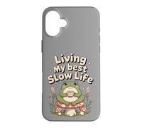 Carcasa para iPhone 16 Plus Viviendo mi Mejor Vida Lenta, Linda Rana