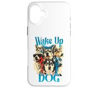 Carcasa para iPhone 16 Plus Wake Up Dog Lover Canine Collage Pop Art Gráfico