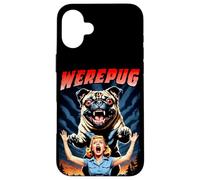 Carcasa para iPhone 16 Plus Werepug - Retro Vintage B-Movie 80's Horror Hombre Lobo Perro Pug