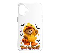 Carcasa para iPhone 16 Plus What The Duck Halloween Teddy Bear Wearing Yeallow Duck