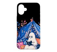 Carcasa para iPhone 16 Plus Whimsical Ghost Reading Book in Tent Cozy Halloween Reader