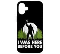 Carcasa para iPhone 16 Plus Yo estuve aquí Antes de ti Bigfoot Rock On Rock and Roll Forest