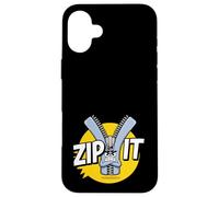 Carcasa para iPhone 16 Plus Zip It Sassy Sarcástico Diciendo Rude Shup Up Zipper Juego de Palabras