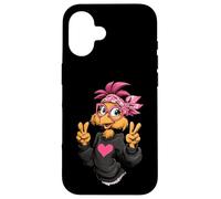 Carcasa para iPhone 16 Pollo Divertido con Gafas Bandana Rosa Crazy Chicken Lady