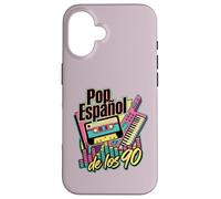 Carcasa para iPhone 16 Pop Español de los 90 Retro Cassette Tape Keytar Español