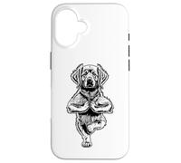 Carcasa para iPhone 16 Pose Divertida con Forma de árbol para Perros con Forma de Cachorro de Golden Retriever, Vrikshasana