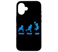 Carcasa para iPhone 16 Pray Play Win Jugador de Baloncesto Niño Cristianismo Fe