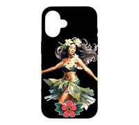 Carcasa para iPhone 16 Pretty Hawaiian Hula Pin-Up Girl Acuarela