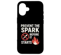 Carcasa para iPhone 16 Prevenir la Chispa Antes de Que comience | Regalo de Eslogan de Seguridad contra Incendios