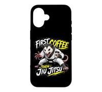 Carcasa para iPhone 16 Primero Café, Luego Jiu-Jitsu: Café Y Lucha Cuerpo A Cuerpo