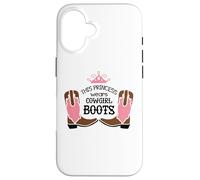 Carcasa para iPhone 16 Princesa Cowgirl Botas Western Country Rodeo Girl