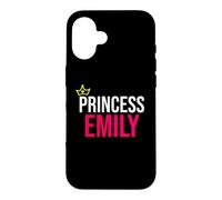 Carcasa para iPhone 16 Princesa Emily Niñas Mujeres Rosa Blanco Negro Diseño