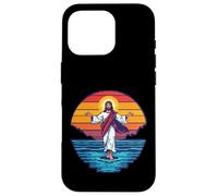 Carcasa para iPhone 16 Pro 8-bit Jesús Caminando sobre el Agua Pixel Art Retro Christian Gamer