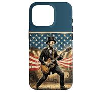 Carcasa para iPhone 16 Pro Abraham Lincoln Playing Electric Guitar 4th of July Vintage