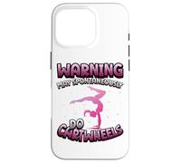Carcasa para iPhone 16 Pro Advertencia Puede Hacer Espontáneamente Cartwheels Gimnasia Gimnasta