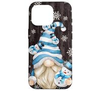 Carcasa para iPhone 16 Pro Aesthetic Snowflake Pattern with Snowman and Winter GNOME