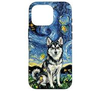 Carcasa para iPhone 16 Pro Alaskan Klee Kai Noche Estrellada Linda Obra de Arte Amante de los Perros