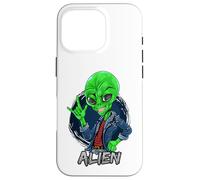 Carcasa para iPhone 16 Pro Alien Rockstar Funny Martian Outer Space Sci Fi Invasión