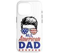 Carcasa para iPhone 16 Pro All American Dad Sunglasses USA Flag 4th of July