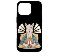 Carcasa para iPhone 16 Pro Alpaca Feliz con Palomitas de maíz Diseño de Animales