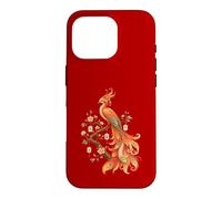 Carcasa para iPhone 16 Pro Amante de los Azulejos de Mahjong Phoenix con Forma de pájaro fénix en Flor