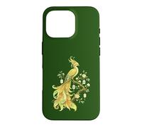 Carcasa para iPhone 16 Pro Amante de los Azulejos Phoenix Mahjong Golden Bird con Forma de Flor de Cerezo