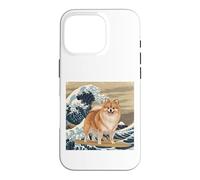 Carcasa para iPhone 16 Pro Amante de los Perros pomeranios, japoneses, Kanagawa, surfeando Olas