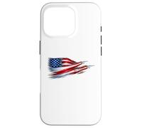 Carcasa para iPhone 16 Pro American Patriotic Fighter Jets USA Flag ondeando el 4 de Julio