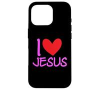 Carcasa para iPhone 16 Pro Amo a Jesucristo Nombre Hombres Guy BFF Corazón Dios Biblia Bendita