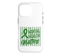 Carcasa para iPhone 16 Pro Apoyo a la concienciación sobre la Salud Mental de Green Ribbon