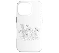 Carcasa para iPhone 16 Pro Arca de Noé - Gráfico de Historia bíblica para Colorear de fe para niños (Blanco)